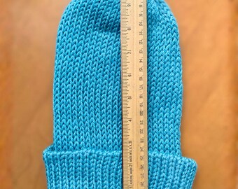 Extra-Large Angora-Bamboo-Wool Double-Layer Cuff Brim Knit Beanie, Casual Natural Fiber Sustainable Hat, Reversible Smooth Minimalist Stitch