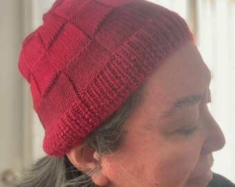 Small Alpaca-Silk Checkerboard Beanie, Fine Knit Head Protection, Classic Style Modern Fit Skull Cap, Naturally Luxurious Eco-Friendly Hat