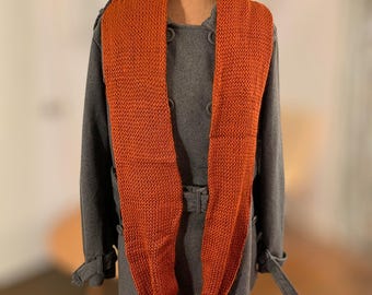 Large Angora-Bamboo-Wool Double Layer Infinity Scarf, Luxurious Natural Fiber Sustainable Outerwear, Plain Knit Eco-Friendly Circular Scarf