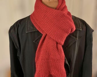 Medium-Length Angora-Bamboo-Wool Double Layer Knit Scarf, Luxurious Natural Fiber Sustainable Outerwear,Open-Gauge Smooth Stitch Neck Warmer