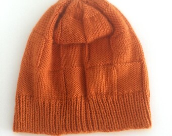Small Angora-Bamboo-Wool Beanie, Fine Knit Head Protection, Classic Checkerboard Style Hat, Modern Fitted Skull Cap, Naturally Luxurious Hat