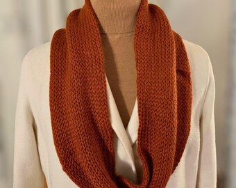 Extra-Short Angora-Bamboo-Wool Double Layer Infinity Scarf, Luxurious Natural Fiber Sustainable Outerwear, Plain Knit Circular Scarf