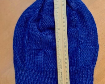 Large Angora-Bamboo-Wool Beanie, Fine Knit Head Protection, Classic Checkerboard Style Hat, Modern Fitted Skull Cap, Natural Luxurious Hat