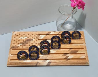 Handcrafted Military Challenge Coin Display – Solid Oak, Maple & Walnut