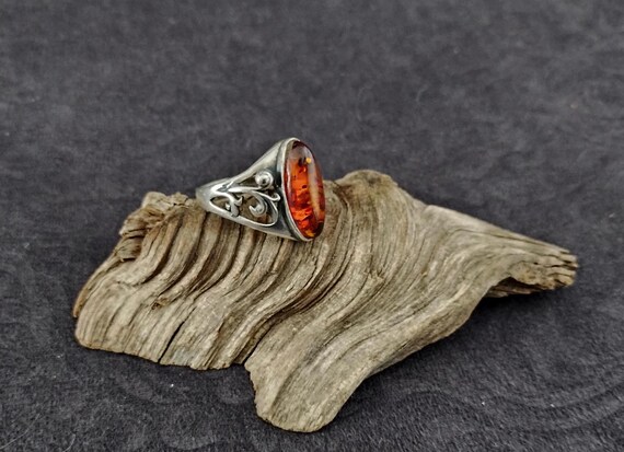 Baltic Amber Sterling Silver Ring - image 5