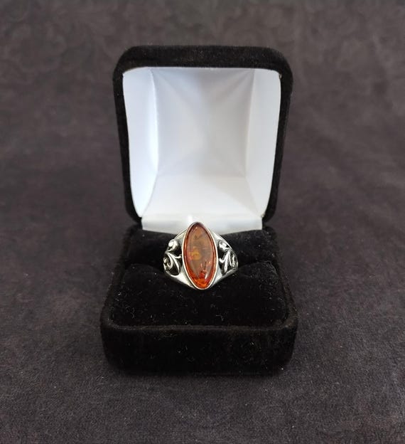 Baltic Amber Sterling Silver Ring - image 2