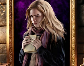 Thoughtful Hermione Art Print: Witch Aesthetic Portrait (Digital Download)