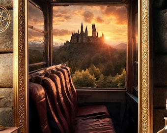 Wizard Castle Sunset View from Train Window Poster (Digital Download)