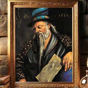 Sleeping Wizard Merlin poster Digital download Printable wall art Vintage Magic print Renaissance Spellcaster art Gift for Harry Lovers