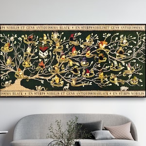 Black family tree tapestry poster Digital download Printable wall art Noble and Ancient wizarding house wall decor Gift for Harry lovers