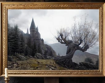 Whomping Willow Print: Wizard Castle Art, Magical Tree Poster (Digital Download)