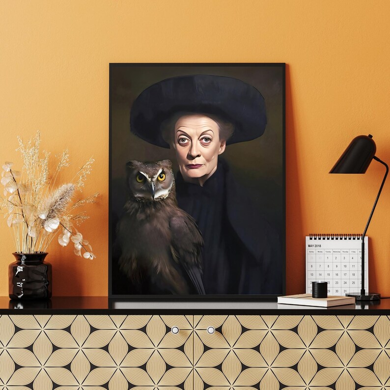 minerva-with-owl-art-print-wizard-school-professor-poster-digital