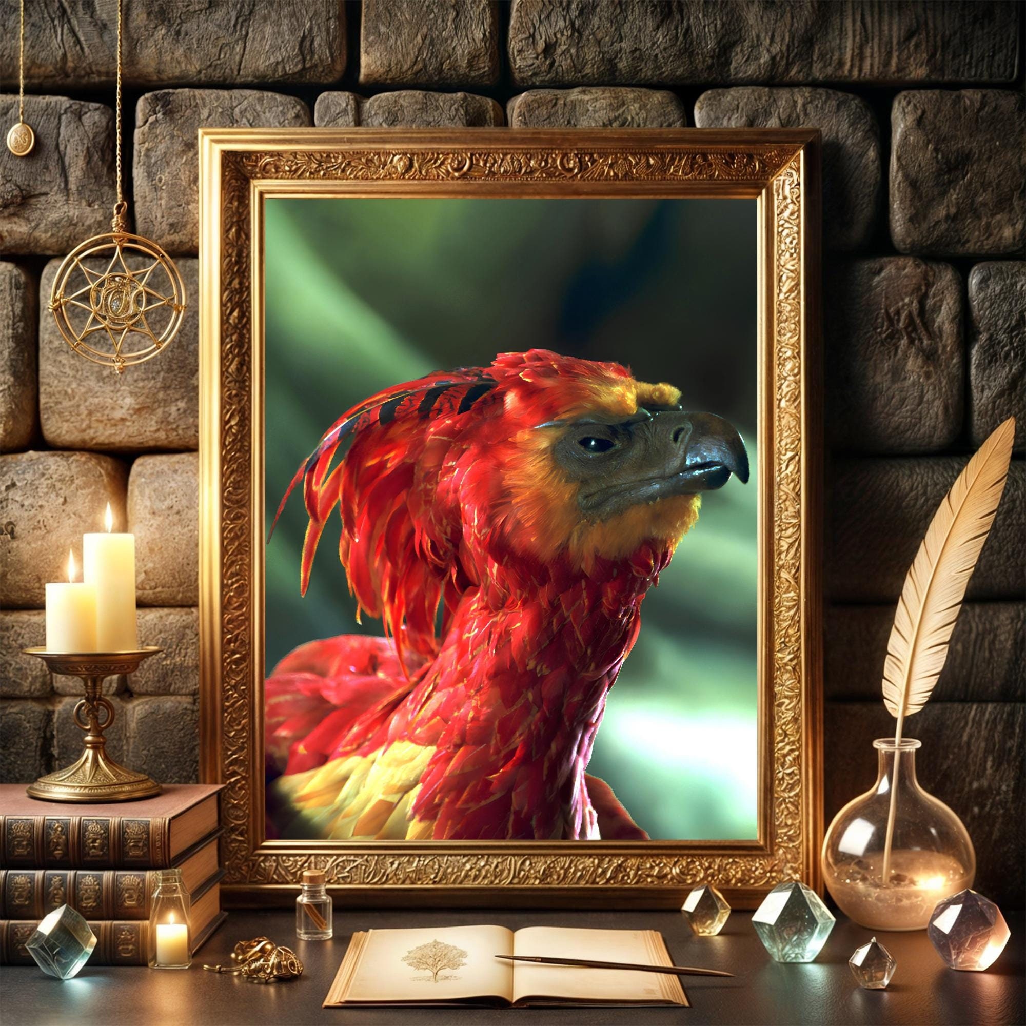 Fawkes the Phoenix Poster: Magic Bird Art Print (digital Download