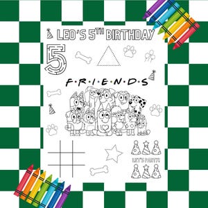 Editable Bluey Birthday Coloring Page | Friends Theme | Birthday Activity Sheet | Printable Kids Party Favor | Bluey Party Decor | Bluey