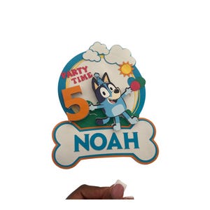 Birthday Cake Topper | Blue Dog Cake Topper | Bluey Cake Topper | Cartoon Dog Birthday | Personalized Birthday Cake Topper