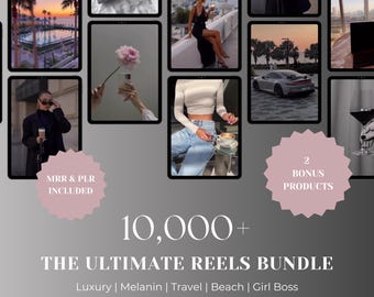 10,000+ Aesthetic Faceless Reels Bundle | 4k Luxury Reels | Girl Boss Melanin Beach Travel | MRR PLR Bundle | Instagram Reels | Content Bank