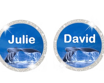 Personalized Alaska Cruise Name Magnets, whale tail, 2 sizes, cabin decor