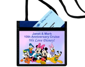 Disney Cruises Personalized Cruise Card ID holder, Cruise Lanyard, key card holder, 3 pockets, 9 designs of your favorite characters