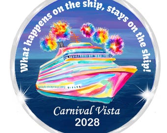 Personalized Cruise Magnet,  Carnival, Royal Caribbean, MSC, Celebrity, Norwegian, Holland America, Virgin, all cruise lines