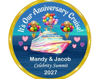 Personalized Anniversary Cruise Magnet, Cabin Decoration, All Ships,  Large size: 8" round