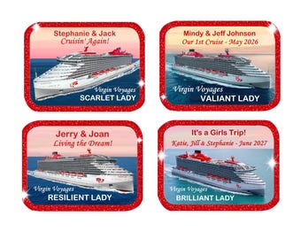 Virgin Voyages Cruise Door Magnet, personalized, Glitter Frame, Cruise Decor, name magnets