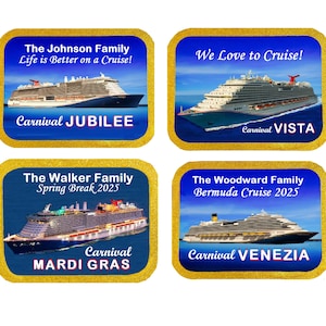 Gepersonaliseerde kajuitdeurmagneet Carnival Cruises, Carnival Cruise Gift, ALLE SCHEPEN, 8 x 10,5 inch, naammagneten, cabinedecor, optionele kleine magneet