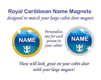 Royal Caribbean Cruises Personalized Magnets, Individual Names, 3.5", glitter border