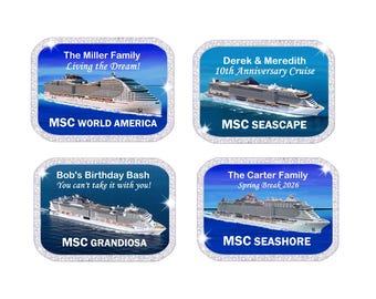 MSC Cruises Personalized Door Magnet: birthday, anniversary, first cruise, cabin decor, spring break