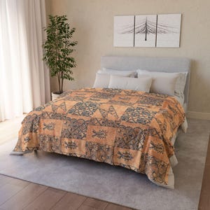 Rustic Patchwork Pattern Blanket | Geometric Boho Throw