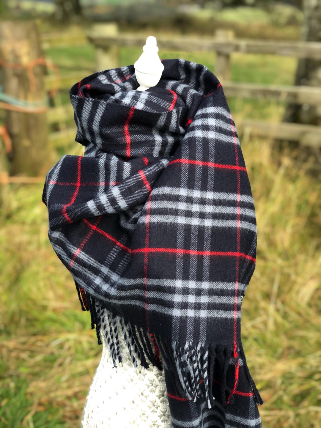 Burberry Accessories Burberry 100 Cashmere Scarf Navy Burberry