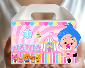 Plim Plim Rosa decoration, plim plim birthday png, gable box A3 printable, plim plim supplies, party favor editable template
