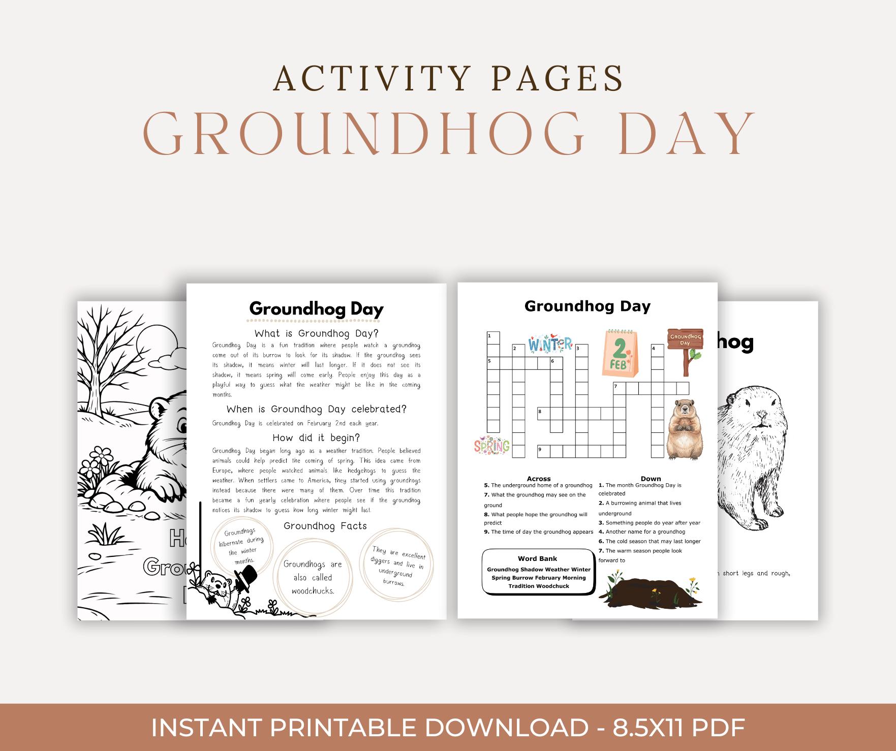Groundhog Day Activity Coloring Pages | Printable PDF Resource - Etsy