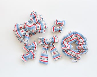 Stars and Stripes messy oversized headwrap, Piggie sets, nylon headband for babygirl