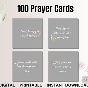 100 biglietti di preghiera stampabili Affermazioni quotidiane dell'amore di Dio Biglietti di ispirazione stampabili Biglietti di motivazione digitali Biglietti di preghiera edificanti