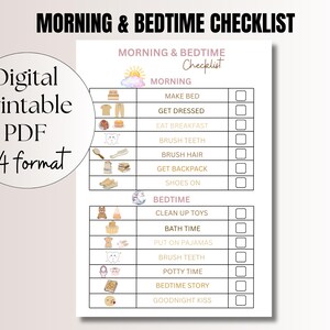 Printable Routine Chart for Kids Bedtime Routine for Kids Morning Routine Checklist Printable Responsibility Chart Children Chart