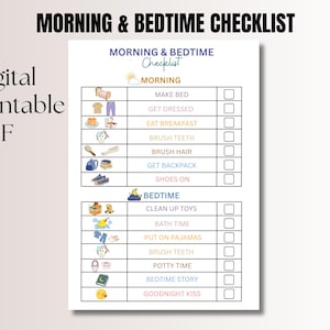 Printable Routine Chart for Kids Bedtime Routine for Kids Morning Routine Checklist Printable Responsibility Chart Children Chart