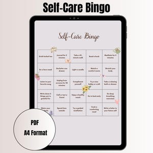 Self Care Bingo Printable PDF Pastel Cottagecore Bingo Card Cozy Self Care Challenge Mental Wellness Tracker Digital Download