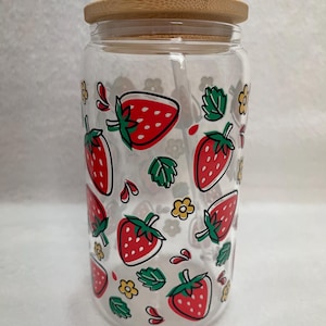 Strawberries Glass Cup