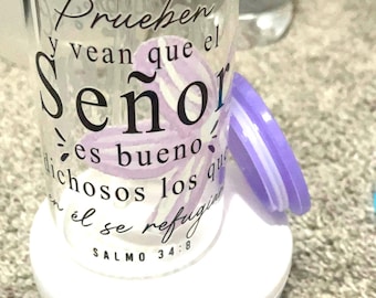 Bible Quotes (in Spanish) Glass Cup Tumbler