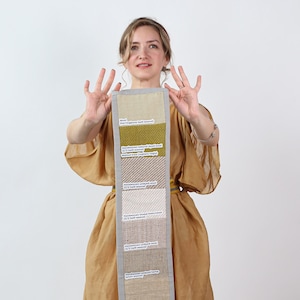 SCROLL OF SAMPLES | Examples of different materials, weaving and natural dyeing colors for living history