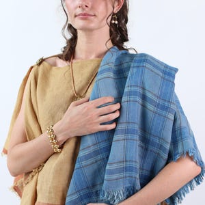 ÉCHARPE TEINTE NATUREL / Cape d&#39;été | Plaid en laine, cape viking, couverture médiévale, manteau viking, cape romaine, costume médiéval, châle celtique