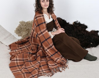 DARK AGE CLOAK | Ochre colors, Viking cape, medieval cloak, living history, reenactment costume, 100% wool, historical blanket, soft wool