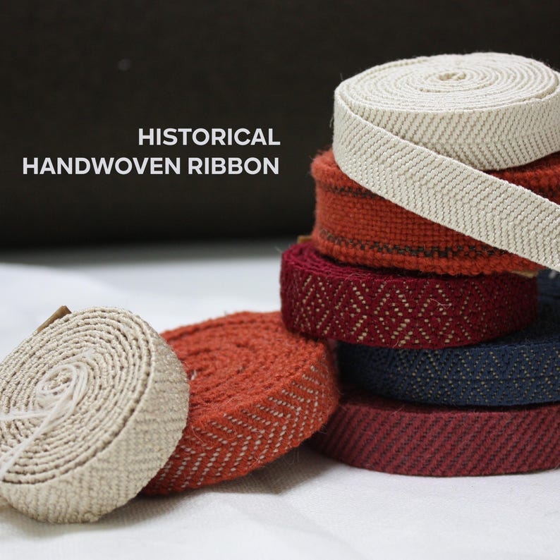 HISTORICAL HANDWOVEN RIBBON | Woolen, Silk, Linen, Herringbone Diamond ...