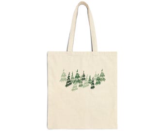Forest Scene Cotton Canvas Tote, Eco-Friendly Reusable Shopping Bag