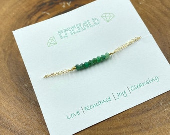 Emerald May birthstone bracelet with strong magnet clasp, gold, rose gold, silver, healing stone, power stone