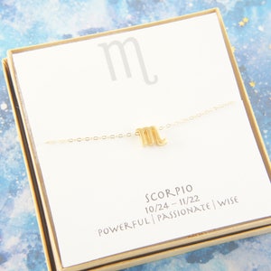 gold zodiac Scorpio necklace, birthday gift, custom personalized, gift for women girl, minimalist, simple necklace, layered