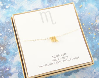 gold zodiac Scorpio necklace, birthday gift, custom personalized, gift for women girl, minimalist, simple necklace, layered