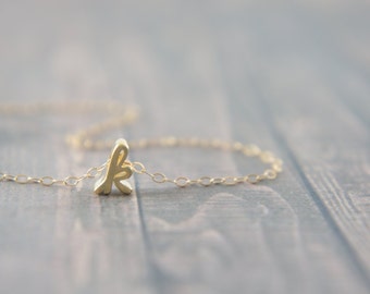 Cursive Gold Letter, Alphabet, Initial  "k" necklace, birthday gift, lucky charm