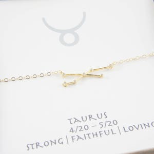 gold zodiac Taurus necklace, April May birthday gift, custom personalized, gift for women girl, minimalist, simple necklace, layered image 2