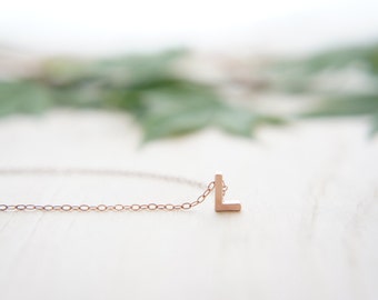 Rose Gold Letter, Alphabet, Initial  capital "L" necklace, birthday gift, lucky charm
